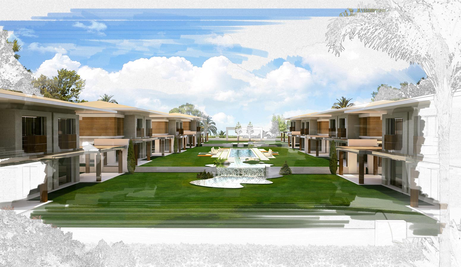 Mi’Marin Paşalimanı Villaları 3D Bahçe Görünüm